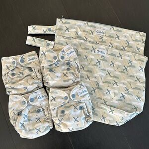 Grovia Newborn Cloth Diaper & Wet Bag Airplane Lot